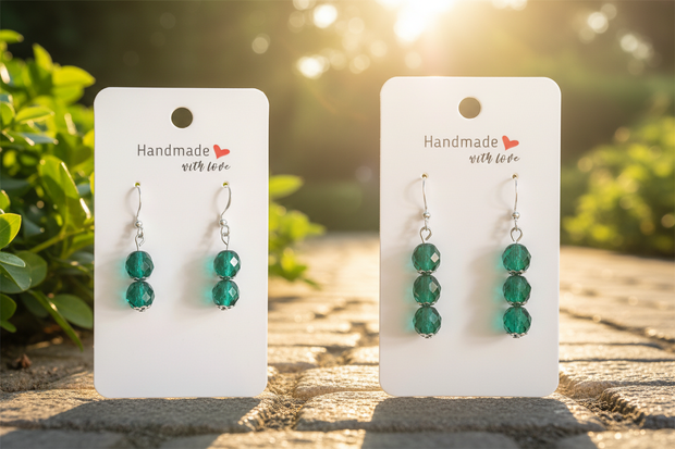 2 and 3 Drop Emerald Green Earrings