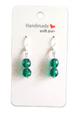 2 Drop Emerald Green Earrings