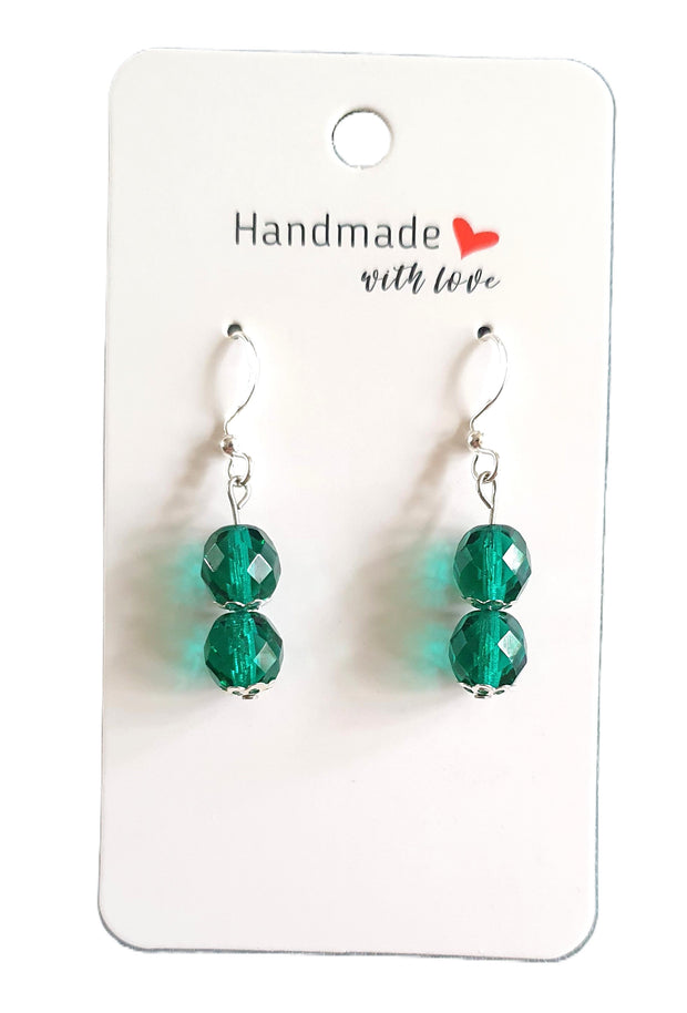 2 Drop Emerald Green Earrings