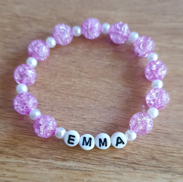 Personalised Name Crackle Bead Bracelet