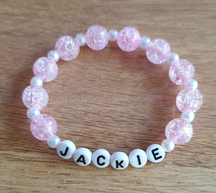 Personalised Name Crackle Bead Bracelet