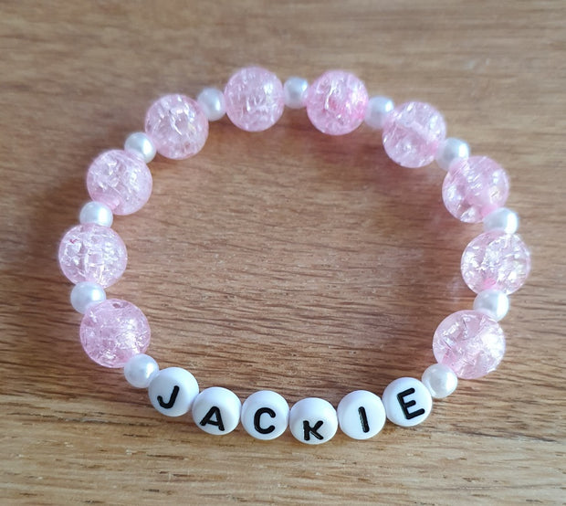 Personalised Name Crackle Bead Bracelet