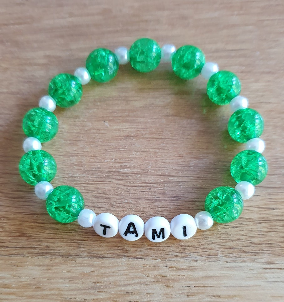 Personalised Name Crackle Bead Bracelet