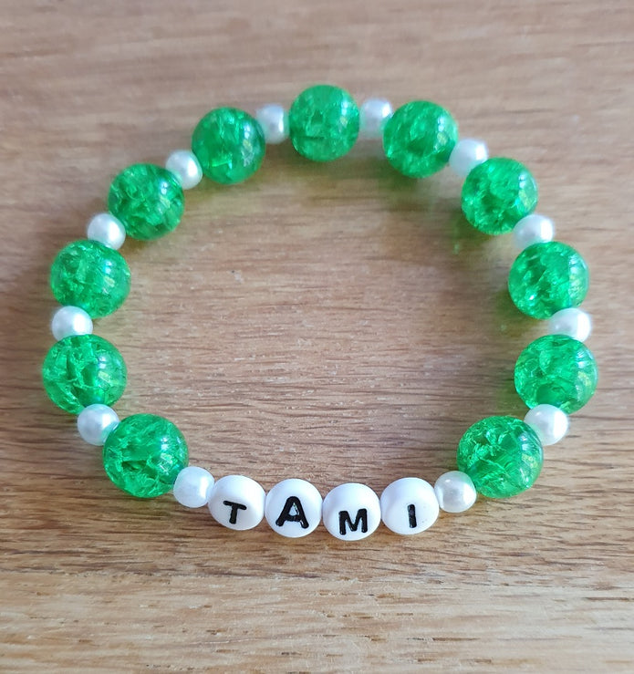 Personalised Name Crackle Bead Bracelet
