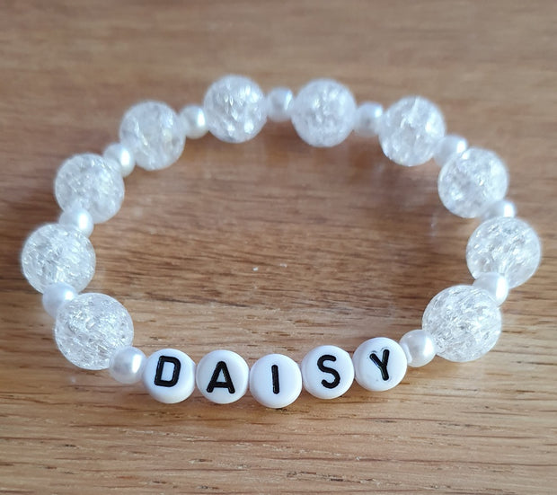 Personalised Name Crackle Bead Bracelet