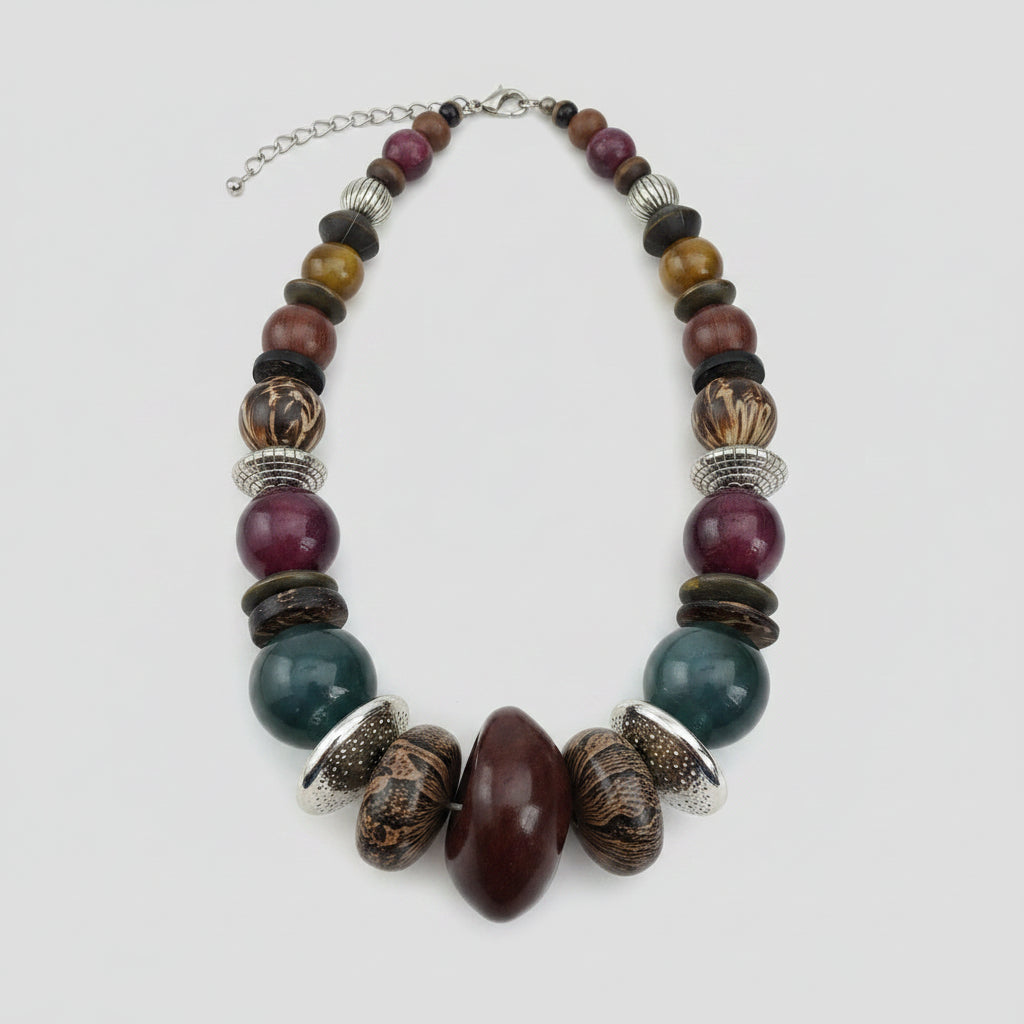 Rescued & Remade Jewel Tone Chunky Bead Statement Necklace