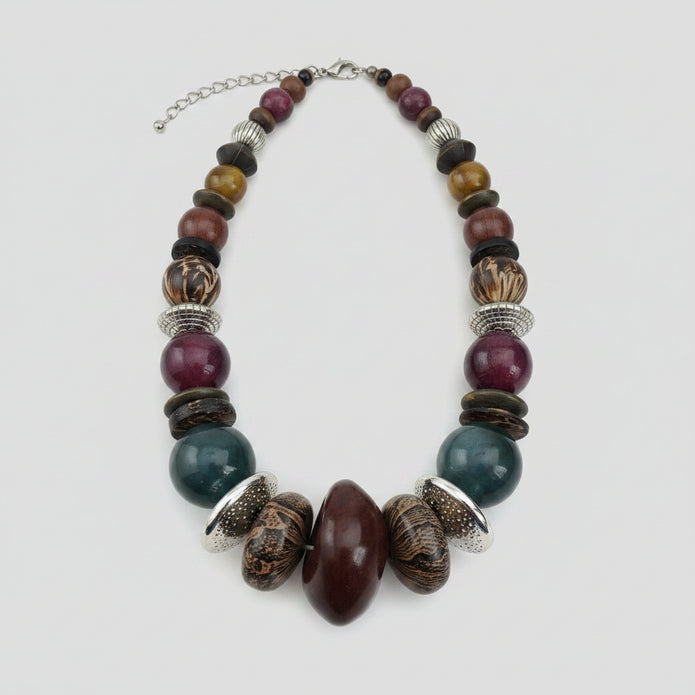 Rescued & Remade Jewel Tone Chunky Bead Statement Necklace