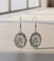 Lavender Floral Cabochon Pendant Drop Earrings Handmade