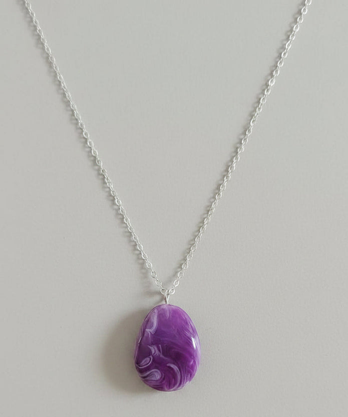 Rescued & Remade Purple Marbled Pendant Necklace