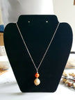 Copper Pearl & Gold Textured Ball Pendant Necklace — Rescued & Remade