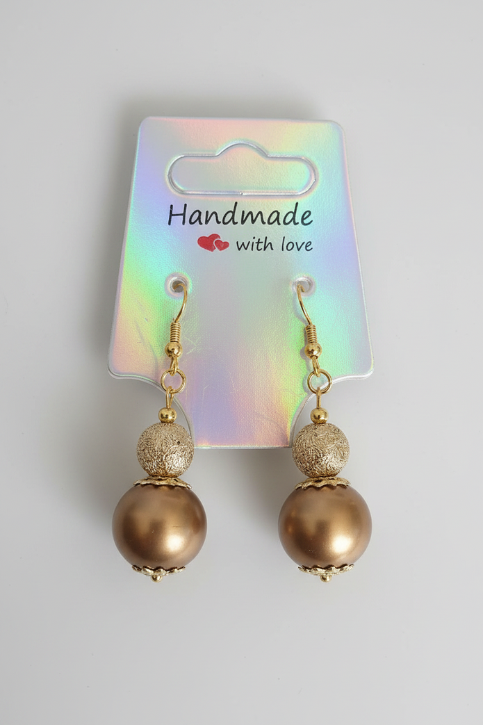 Gold Pearl & Textured Bead Drop Earrings — Rescued & Remade
