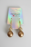 Gold Pearl & Textured Bead Drop Earrings — Rescued & Remade