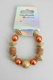 Copper Pearl & Gold Mixed Bead Stretch Bracelet — Rescued & Remade