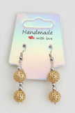 Gold Filigree Double Cage Bead Drop Earrings — Womens Earrings