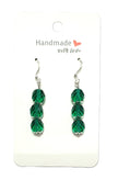 3 Drop Emerald Green Earrings