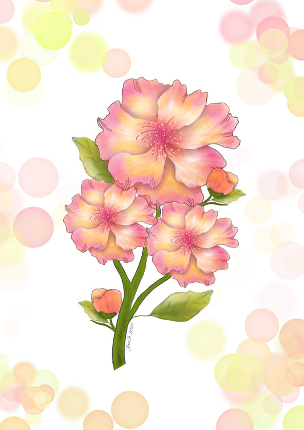 Digital Orange Flower Artwork A5