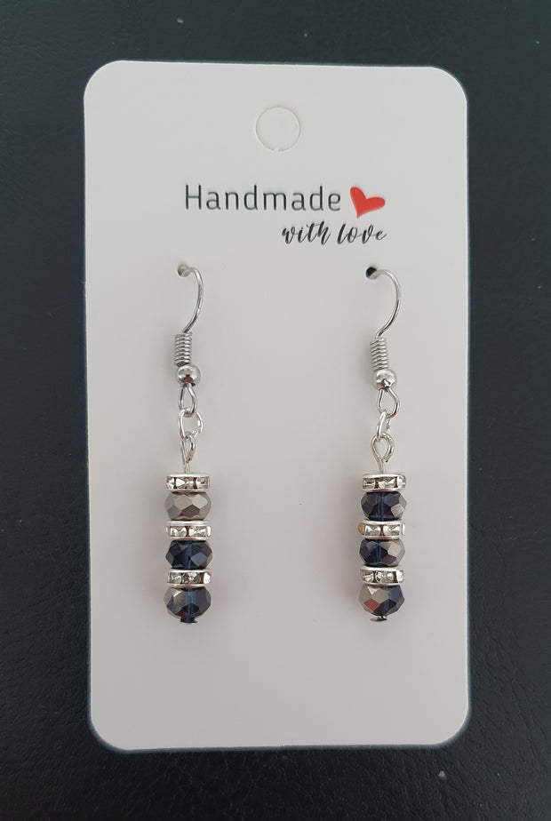 Black & Silver Pierced Earring