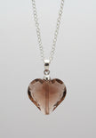 Brown Glass Heart on Silver Chain