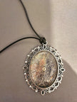 Geometric Oval Pendant on Black Cord