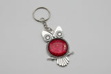 Handmade  red silver owl keyring - Arts Crafts Shack
