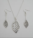 Silver Plated Leaf Necklace & Earrings