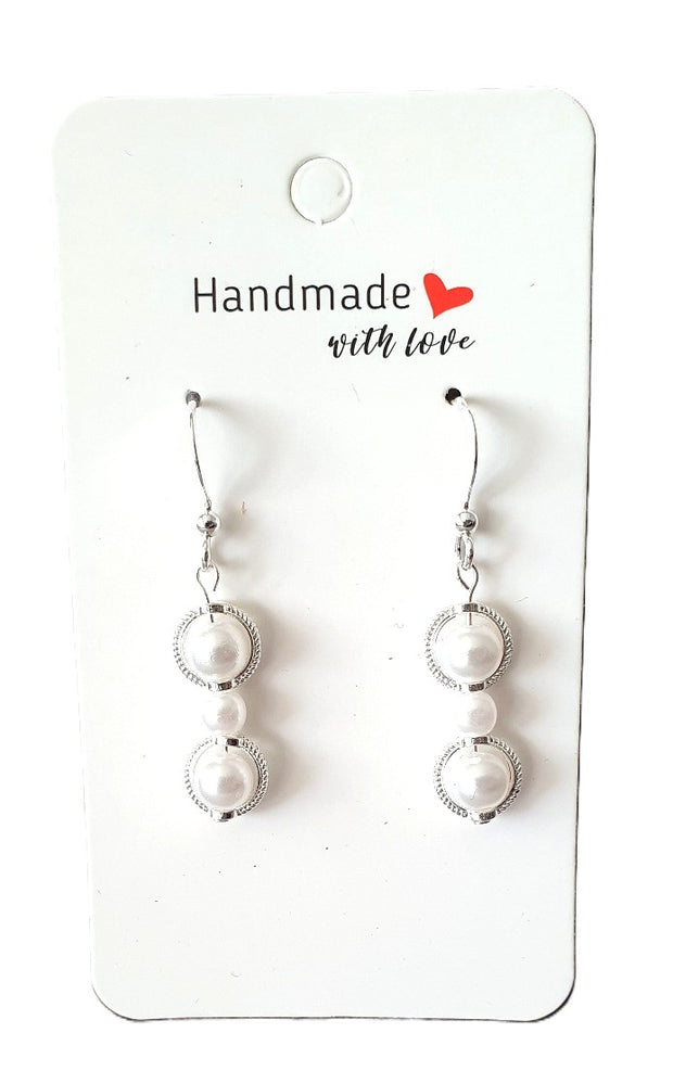 Sterling Silver Pearls in Circles Earrings