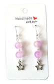 Sterling Silver Pink Beads & Star Earrings