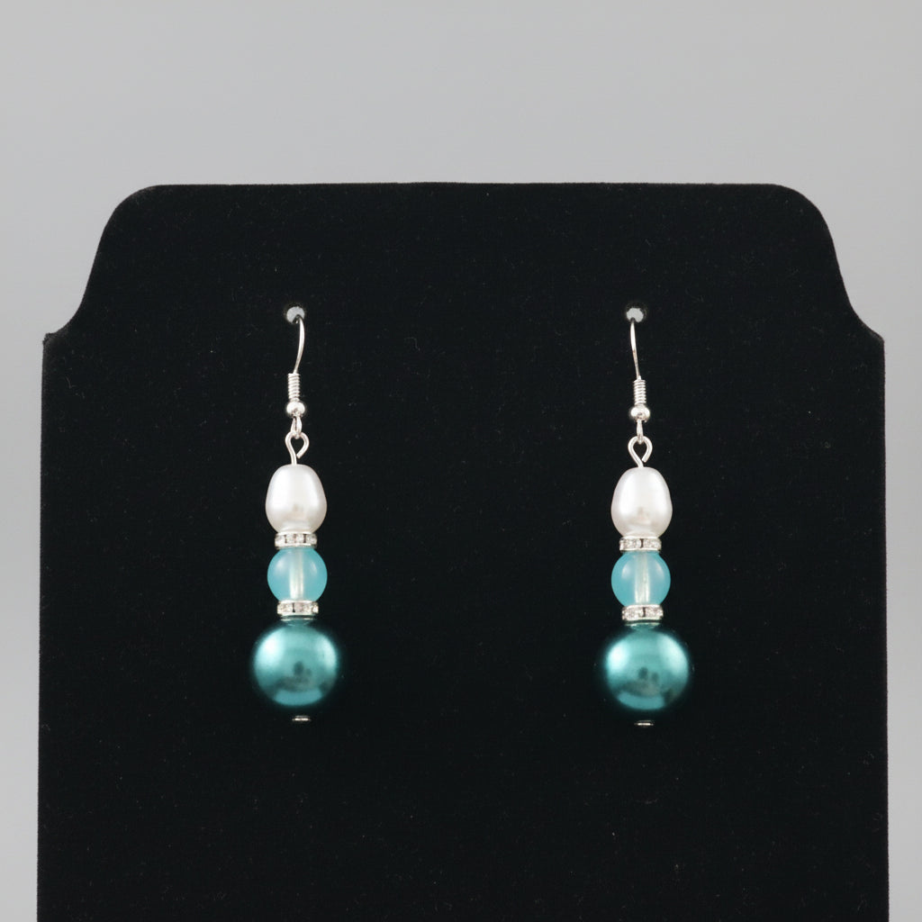 Handmade Silver Plated Green Drop Earrings - Arts Crafts Shack