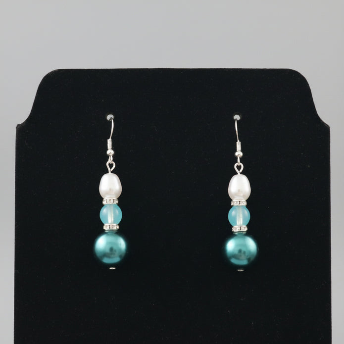 Handmade Silver Plated Green Drop Earrings - Arts Crafts Shack