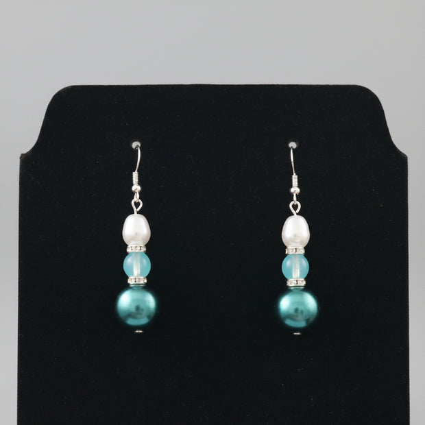 Handmade Silver Plated Green Drop Earrings - Arts Crafts Shack