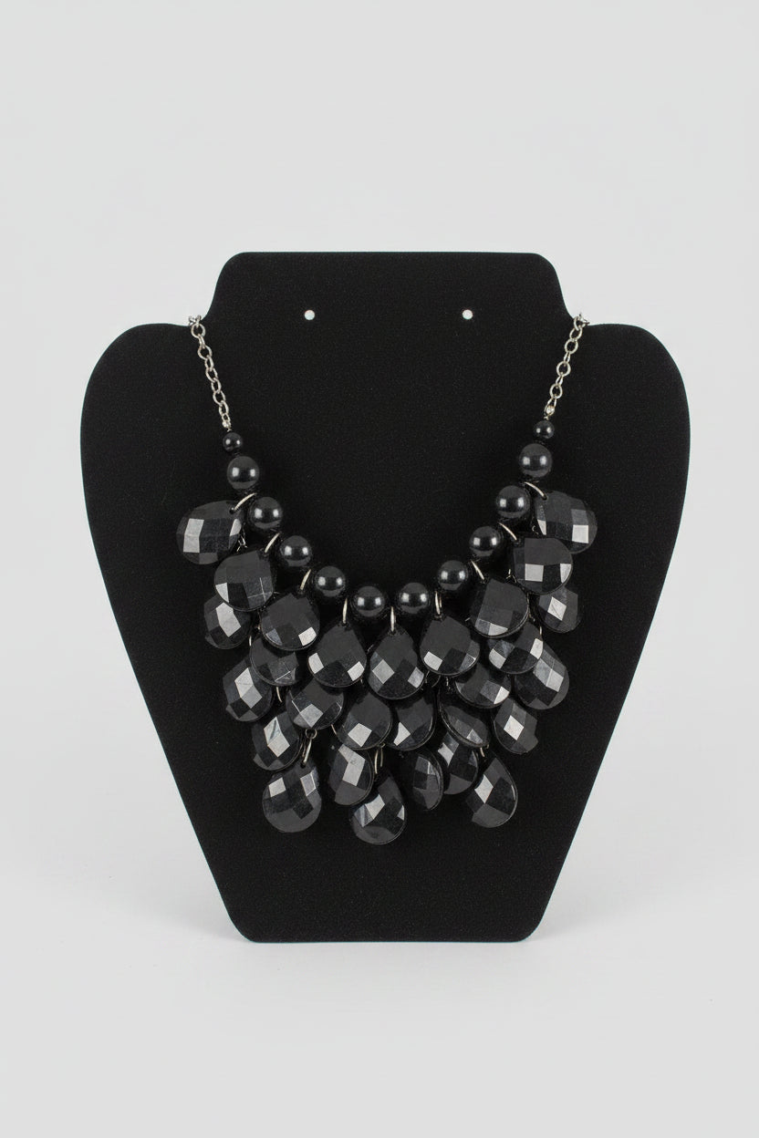 Black and Silver Cascading Necklace