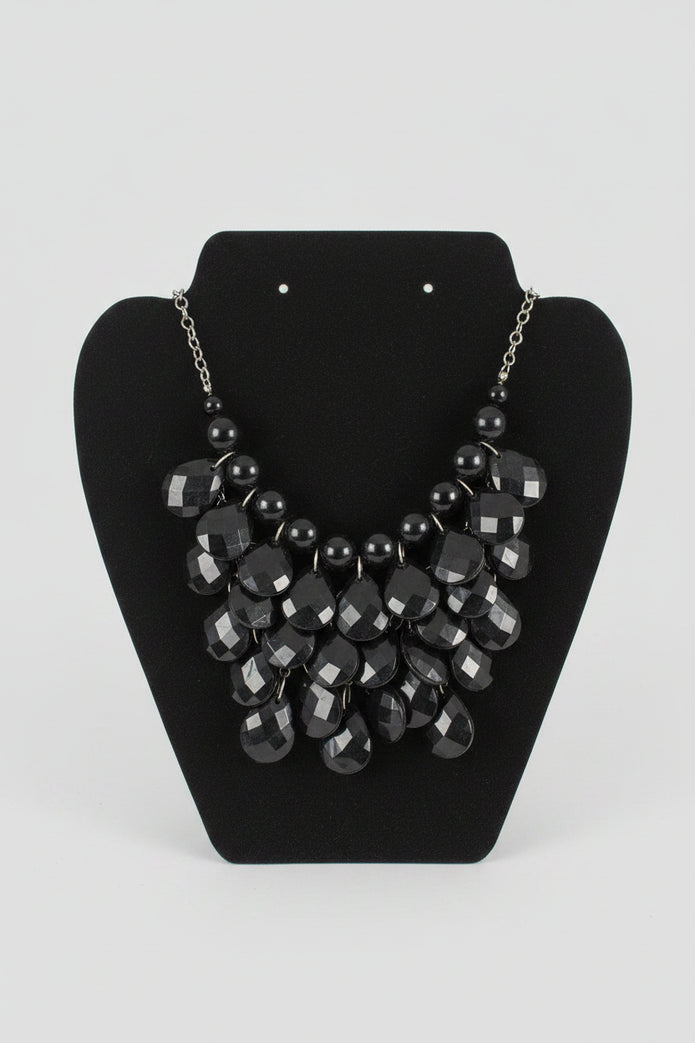 Black and Silver Cascading Necklace