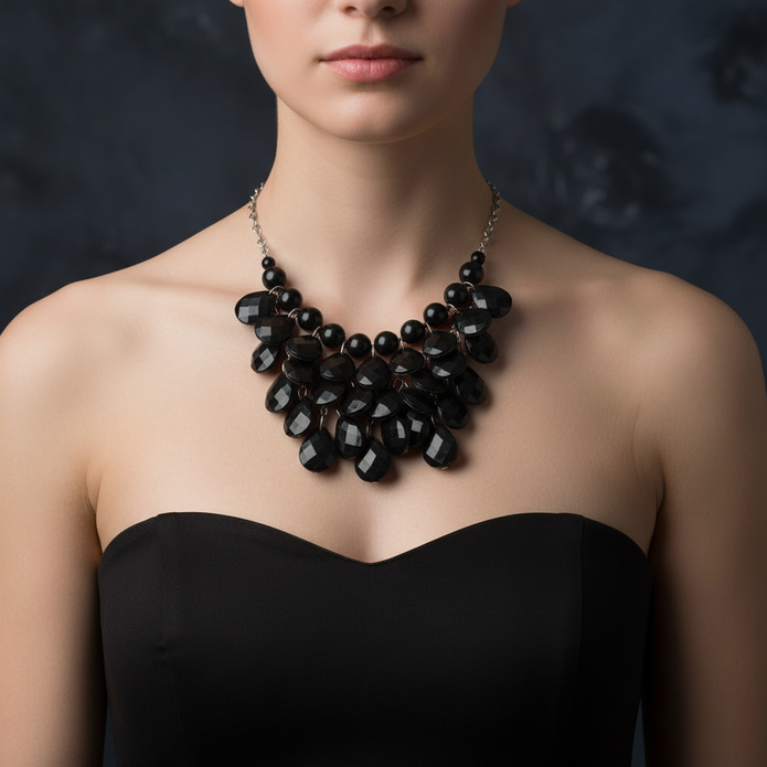 Black Cascading Necklace 