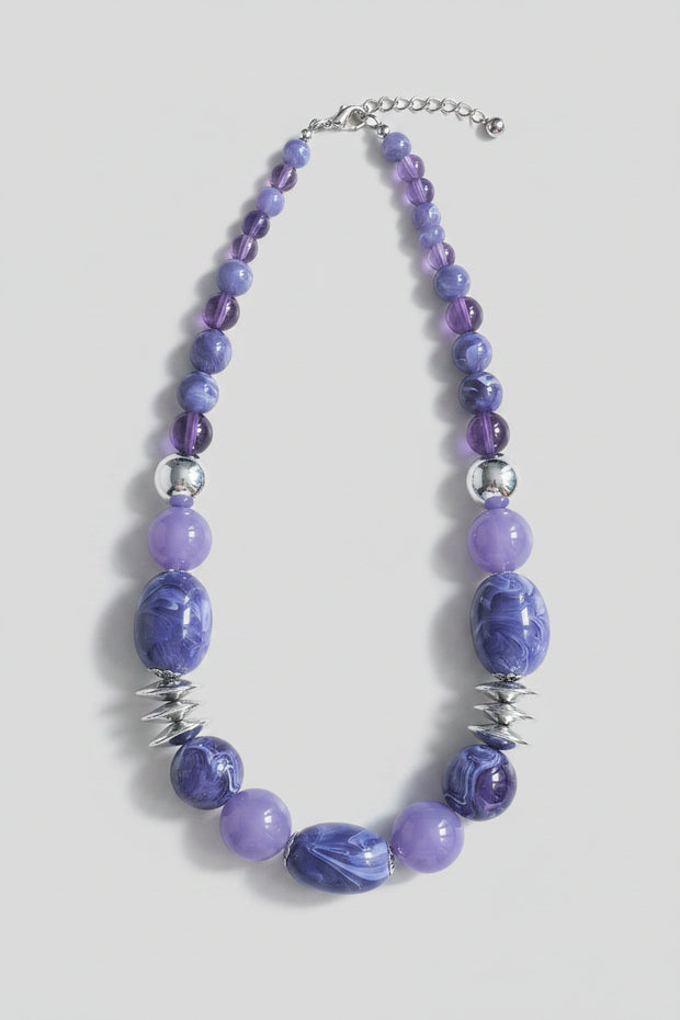 Necklace with purple and blue beads