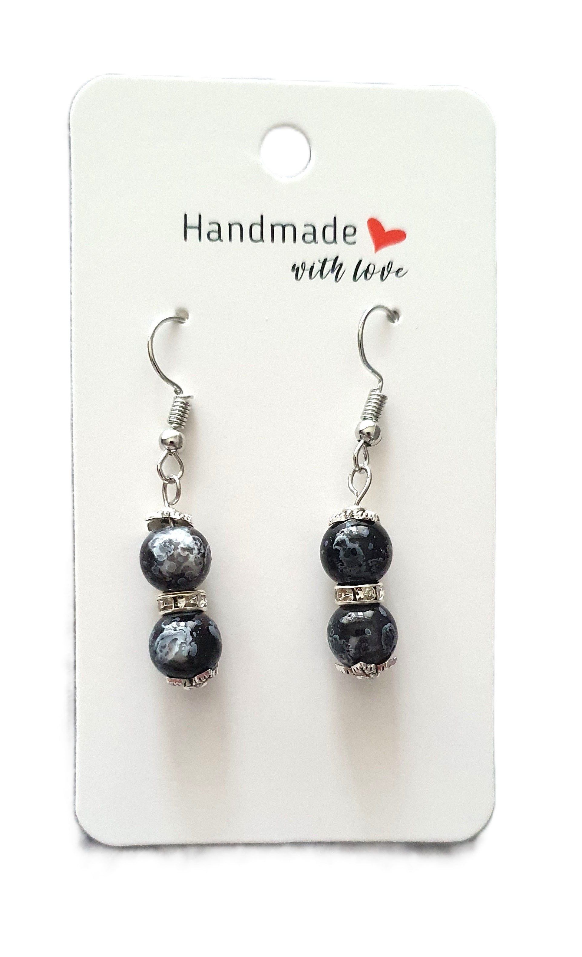 Black Silver Plated Earrings