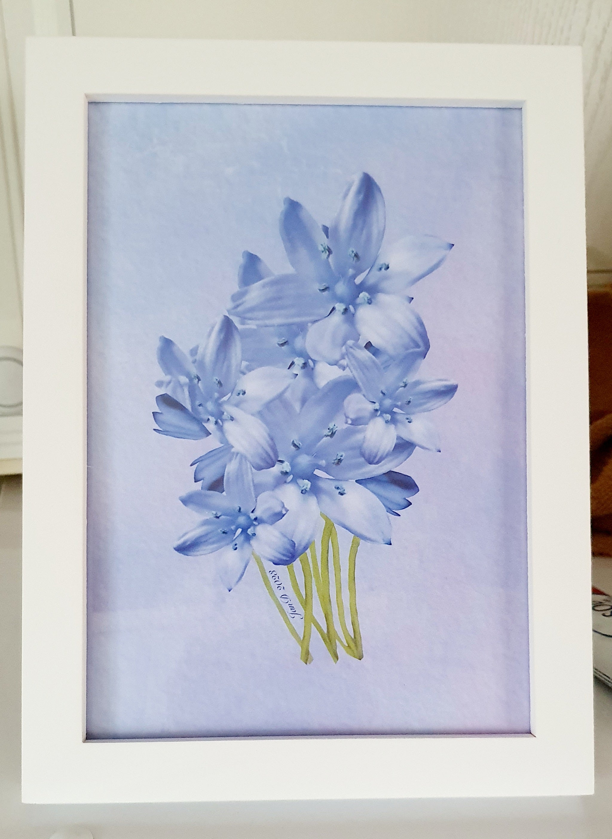Blue Flowers Digital Print For Framing A5