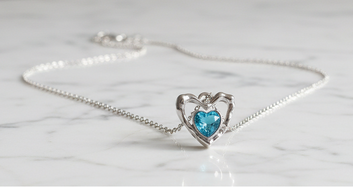 Blue Topaz Heart Necklace
