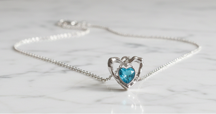 Blue Topaz Heart Necklace