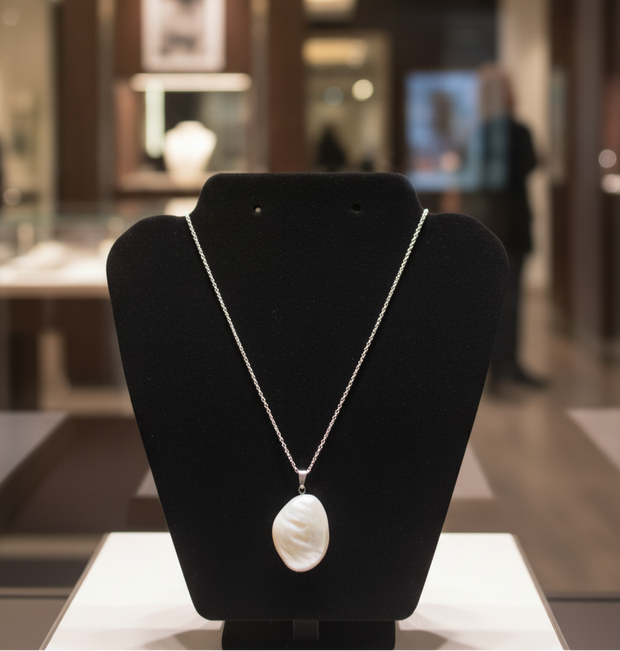 Handmade Creamy Pearl Pendant on Silver Plated Chain - Arts Crafts Shack