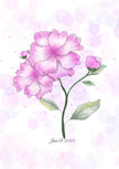 Dreamy Digital Artwork Pink Flowers A5