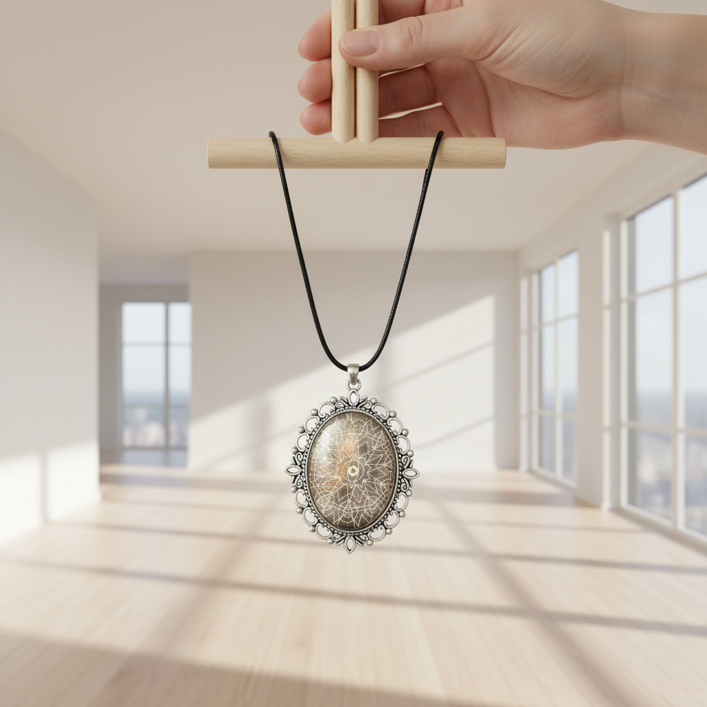 Geometric pendant, softer warm tones
