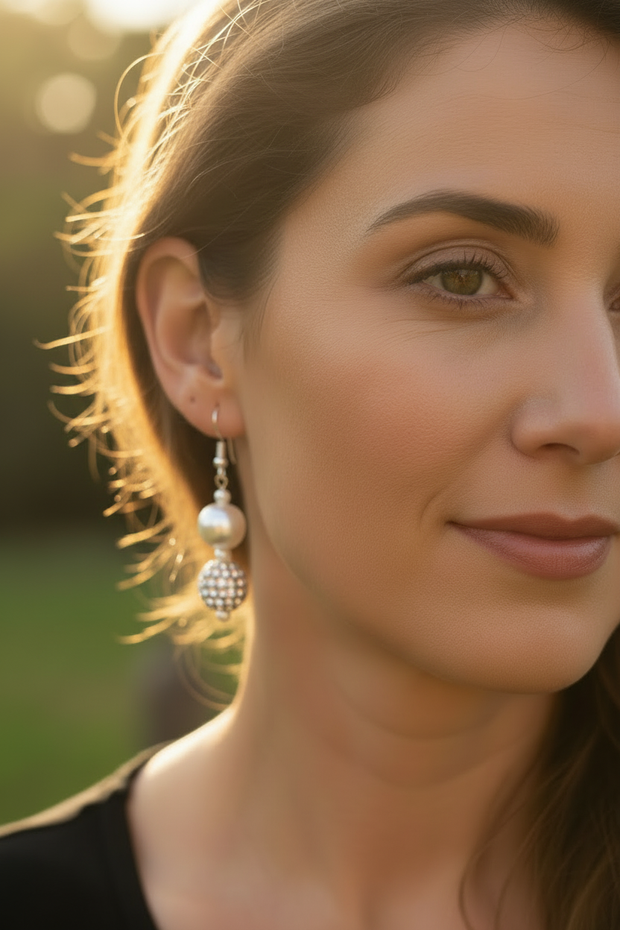 Glitter & Pearl Earrings