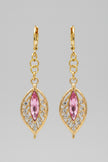 Gold Plated Earrings Pink Center