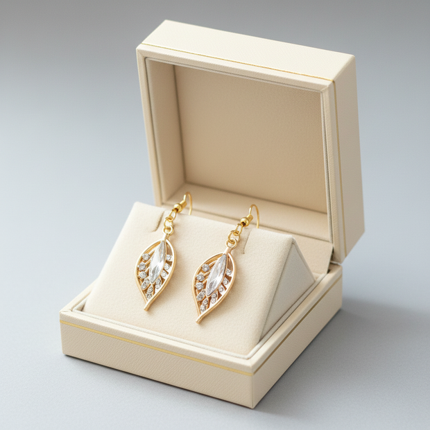 Handmade Clear gold plated earrings - Arts Crafts Shack