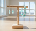 Green Crackle Glass Bracelet and Earrings