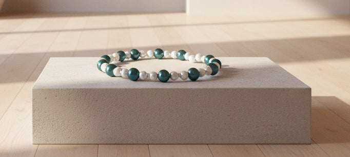 Green White Beaded Necklace