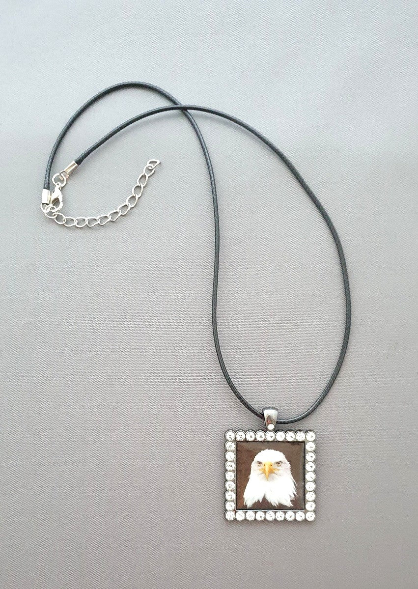 Eagle Resin Pendant on Black Cord
