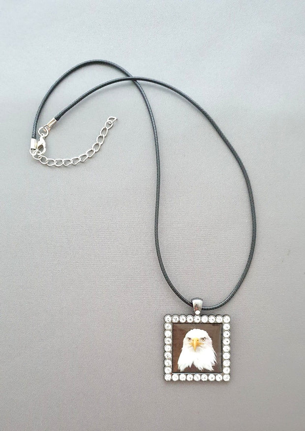 Eagle Resin Pendant on Black Cord