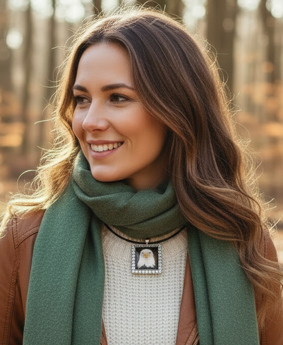 Eagle Resin Pendant on Black Cord