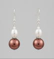 Handmade Silver Plated Brown Pearl Drop Earrings - Arts Crafts Shack